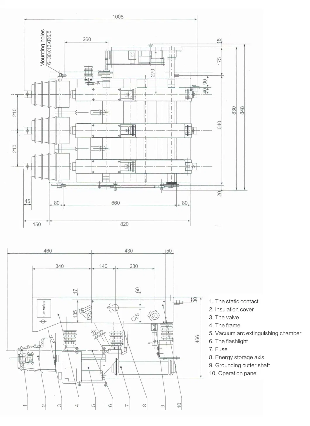 12kv Indoor High Voltage Lbs Combination Load Break Switch