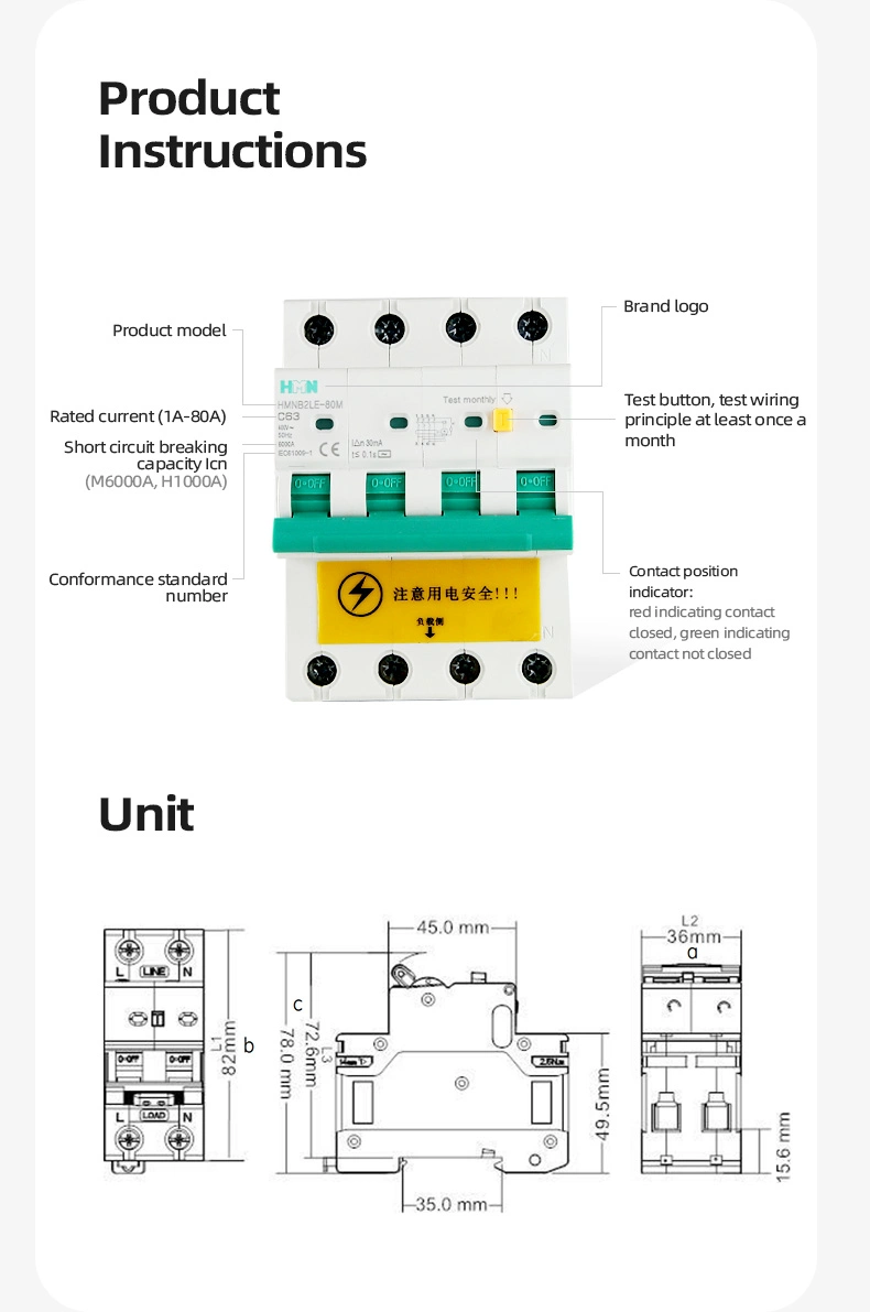 Hermano Factory Price Home Use PA Material Load Protect 230V 4P Micro MCB Circuit Breaker