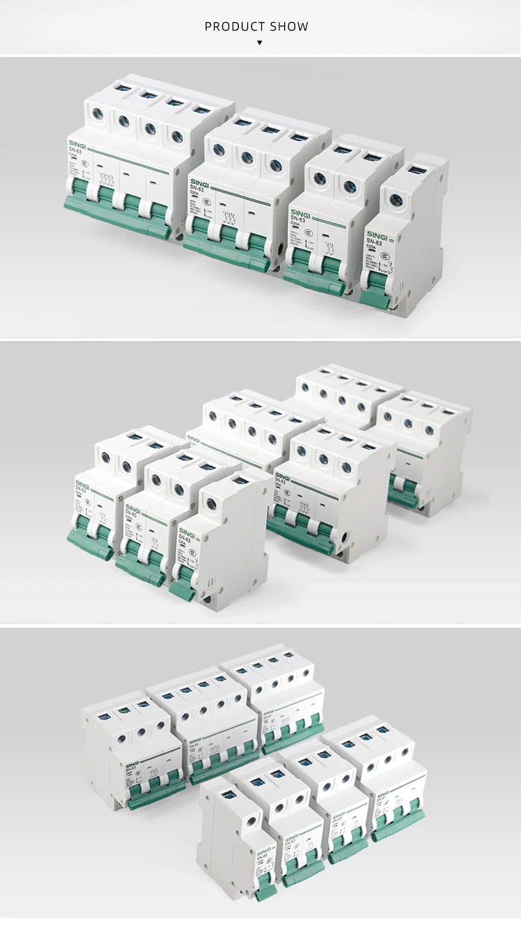 6ka C45 MCB Sn-63 1-4p 1~63A Miniature Circuit Breakers