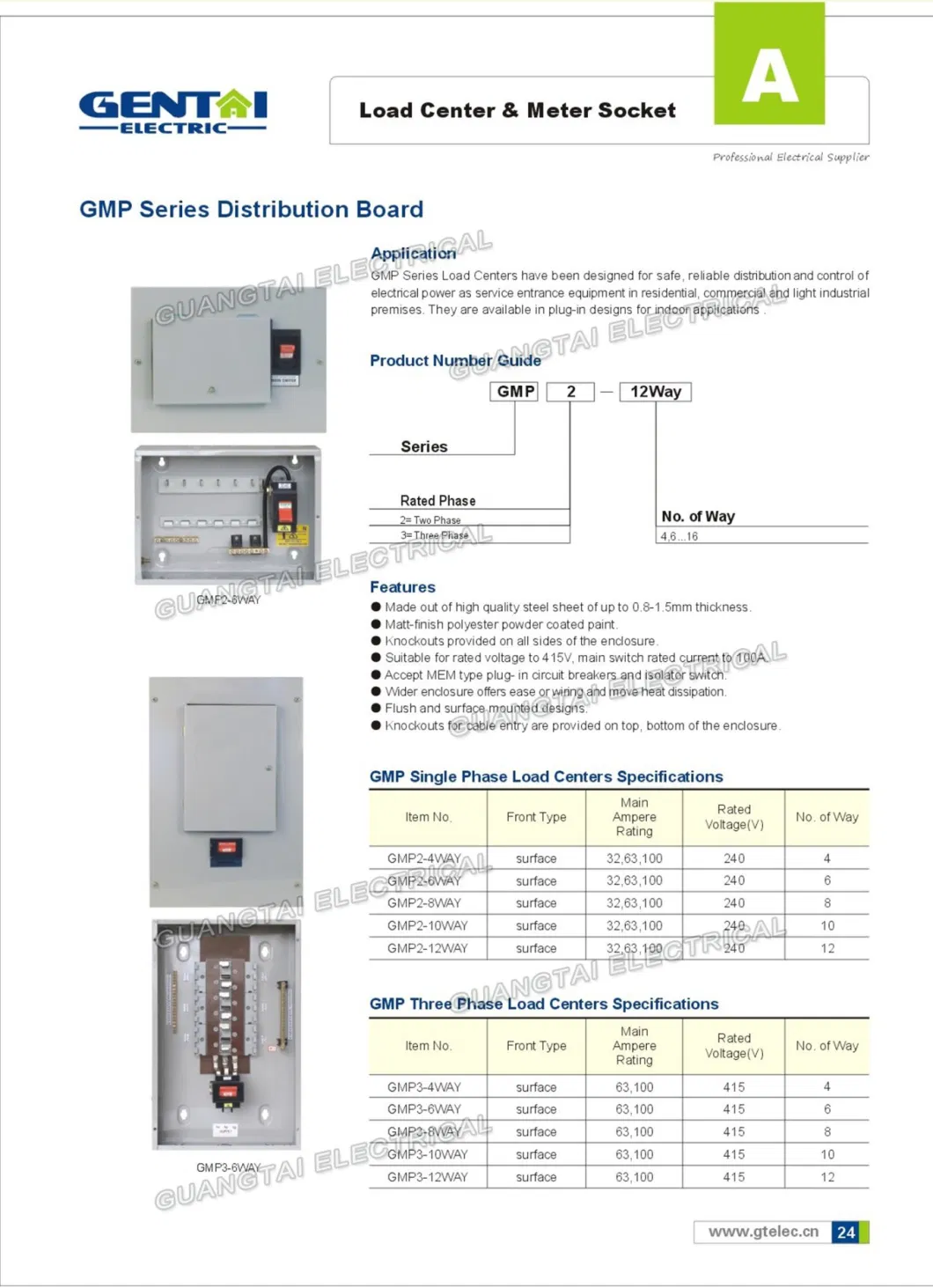 Good Quality Three Phase Tpn 4way 6way 8way 10way 12way 100A Gmem Plug in Distribution Box