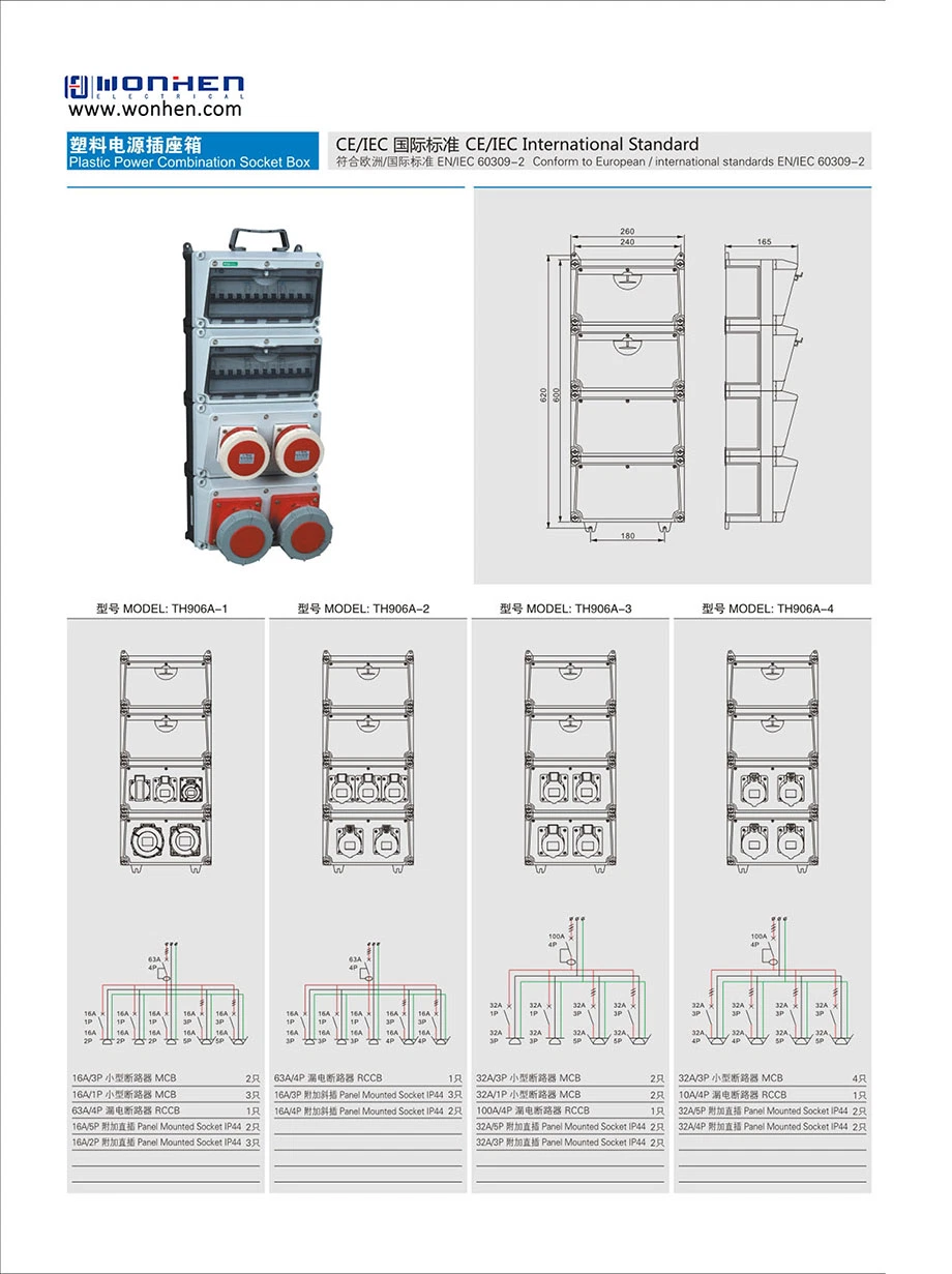 Industrial Power Combination Socket Box Power Outlet Board 2 Way OEM/ODM Customized