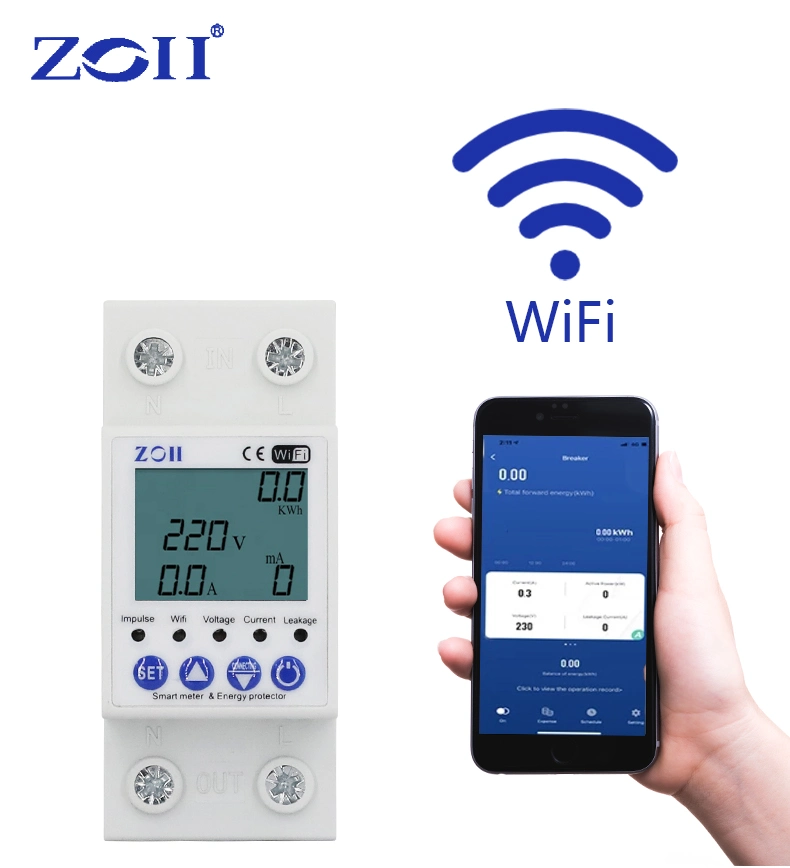 Tuya APP WiFi Smart Circuit Earth Leakage Over Under Voltage Protector Relay Device Switch Breaker Energy Power Kwh Mete