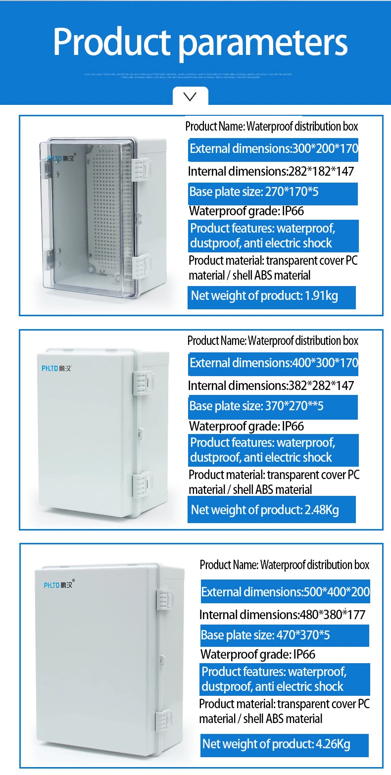 IP65 Plastic Waterproof Electrical Junction Box Plastic Waterproof Electric Box Waterproof Electric Meter Box Plastic Breaker Switching Power Supply Box