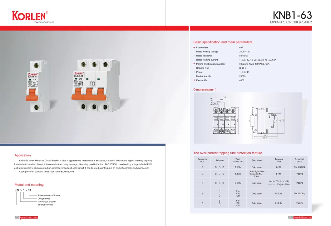 High-End Custom Miniature Circuit Breaker with Good Copper, Silver Contact 6ka 10ka with Ce CB TUV Semko Sirim MCB for European Market