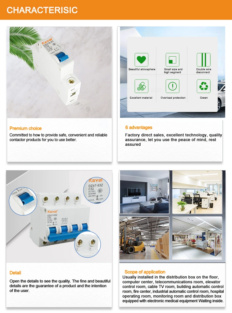 Free Sample Four Pole C45 50Hz 60Hz Mini Circuit Breaker