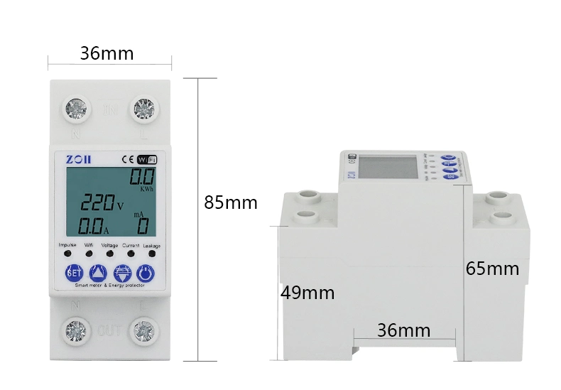 Tuya APP WiFi Smart Circuit Earth Leakage Over Under Voltage Protector Relay Device Switch Breaker Energy Power Kwh Mete