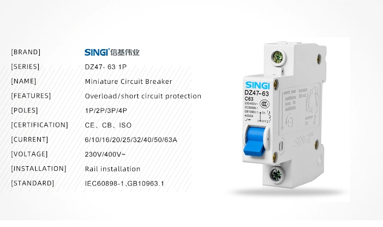 CE CB Test Report Approved Dz47-63 C45 Mcbminiature Circuit Breaker