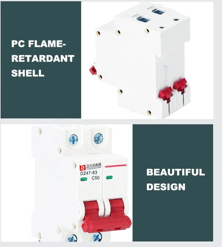 Professional Miniature Circuit Breaker Manufacturer AC DC Dz47-63 1p 1- 63 AMP Switch RCCB/RCBO/ELCB/MCB/MCCB Mini MCB