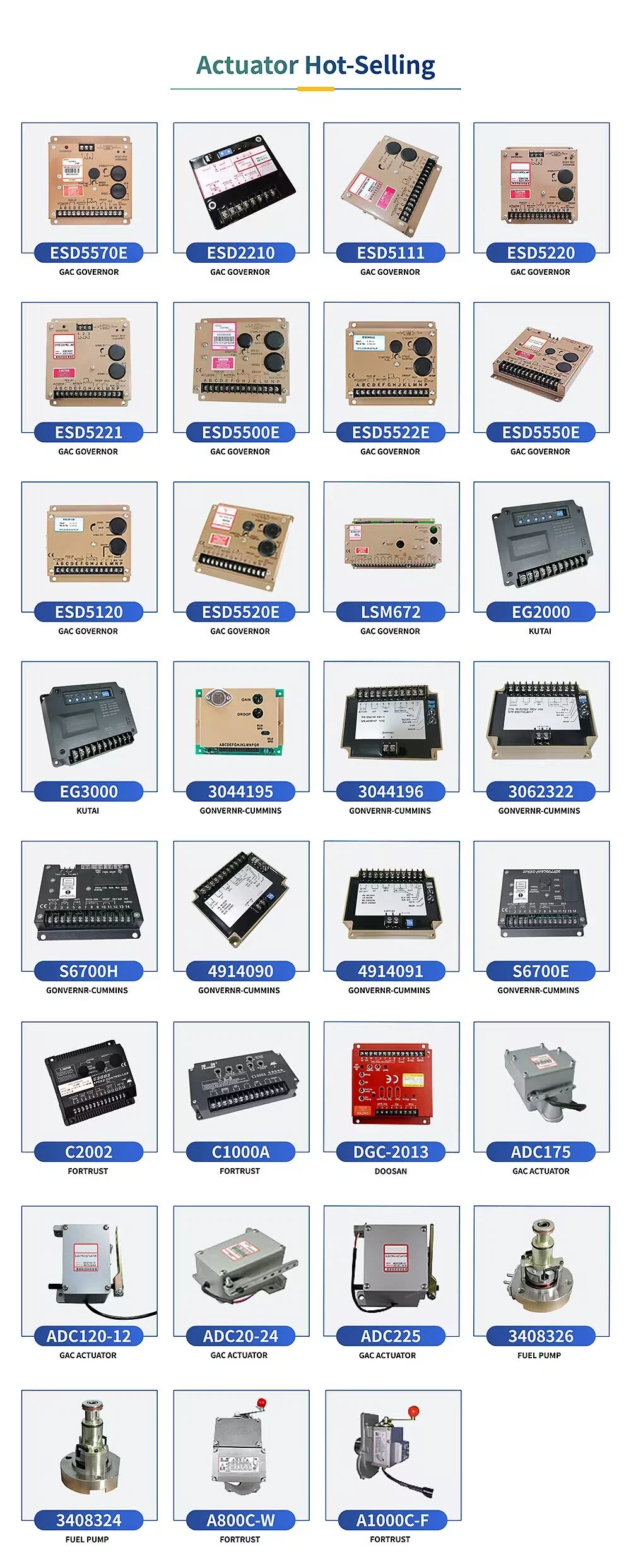 Original EEG6500 Diesel Generator Electronic Speed Governor Control Genuine Controller Panel GAC Series High-Quality