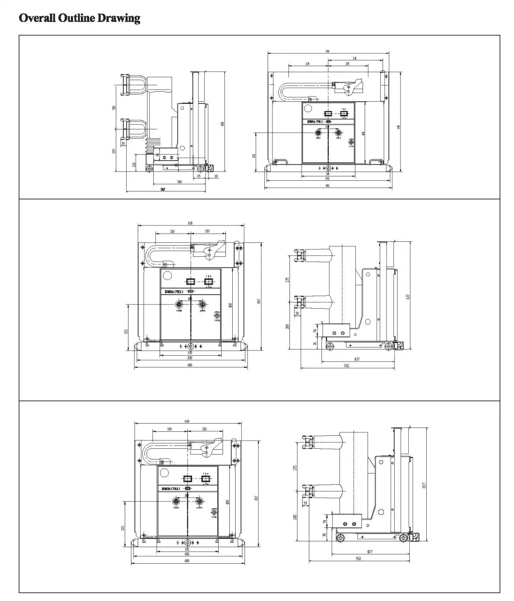 630A 11kv 12kv Indoor Vs1 Vcb Vacuum Circuit Breaker Price for Electrical Panel Board 2023