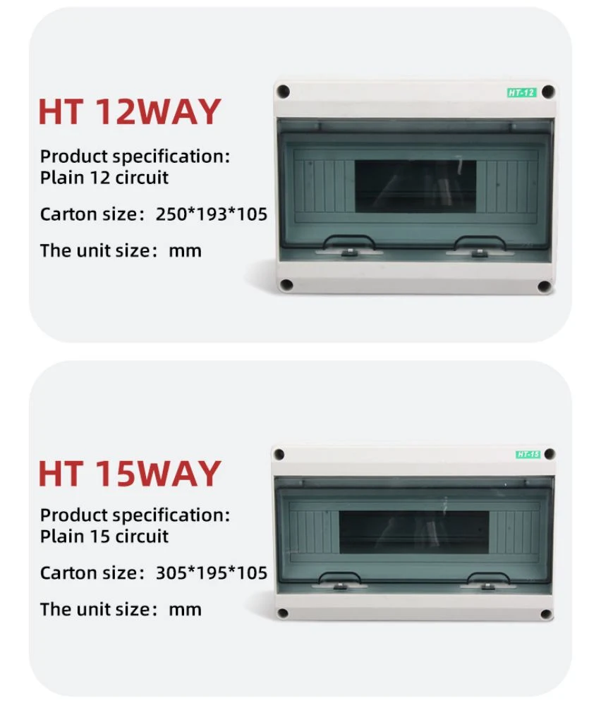 Geya Ht AC DC Wall Surface Mounted IP65 5-24 Way Electrical Circuit Breaker Light Power Distribution Box Customized