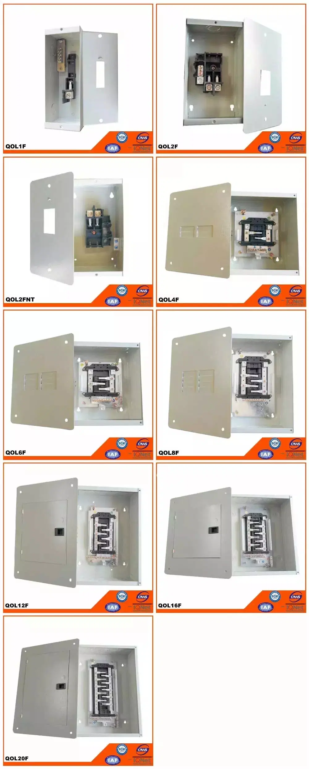 Qovs Circuit Breaker Box Centro De Carga Caja Termica 12 Esp 12 Space 125A 120V 240V Qol-12f Qol-12s Loadcenter Qol 12f Electrical Panel Load Center