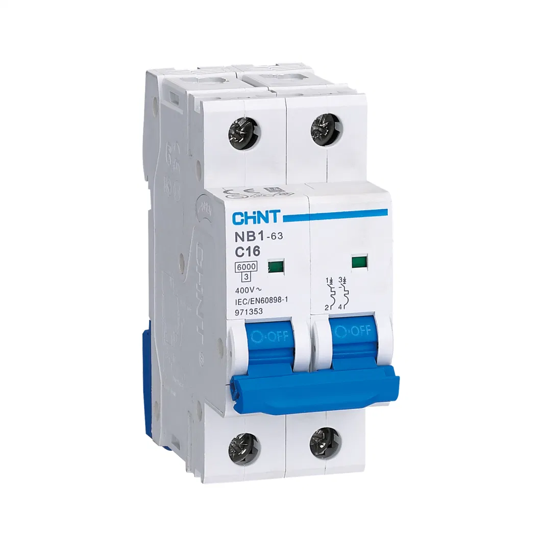 Chint Original Nb1-63 6ka Nb1-63h 10ka MCB 1p 2p 3p 4p 1A 2A 3A 4A 6A 10A 16A 20A 25A 32A 40A 50A 63A Type B Type C Type D Chnt Mini Circuit Breaker