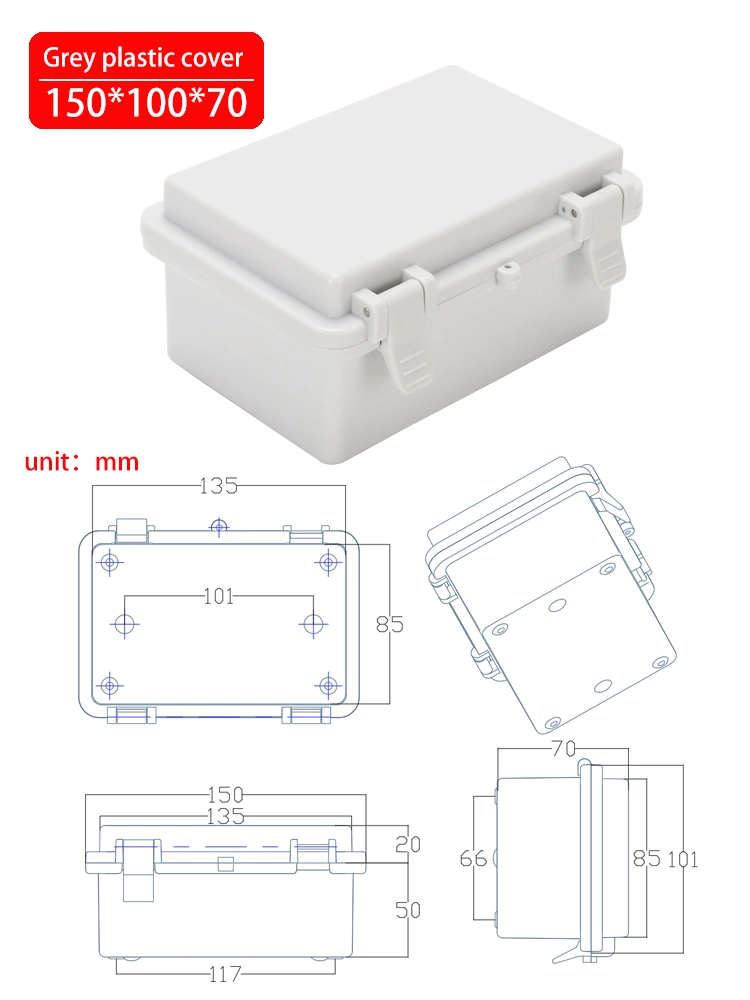 Outdoor Waterproof Electrical Control Distribution Box ABS IP66 Transparent Cover Wall Mounting 150*100*70mm