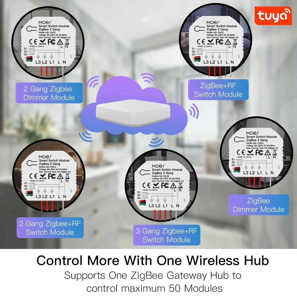 Zigbee Hidden Smart Switch 3gang Hidden Breaker with Tuya APP