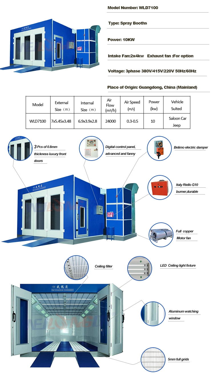 (WLD7100) Auto Garage Equipment Automatic Spray Booth/Car Painting Oven Car Spraying Oven Baking Oven Painting Room Painting Chamber Car Paint Box