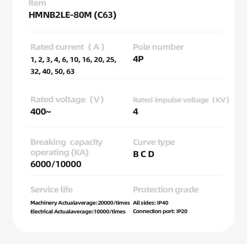 Hermano Factory Price Home Use PA Material Load Protect 230V 4P Micro MCB Circuit Breaker