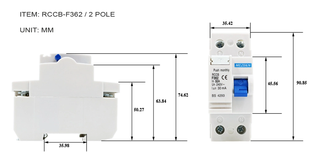 Factory Price Electronic Type or Magnetic Type 30 100 300mA 2 Phase RCCB Circuit Breaker