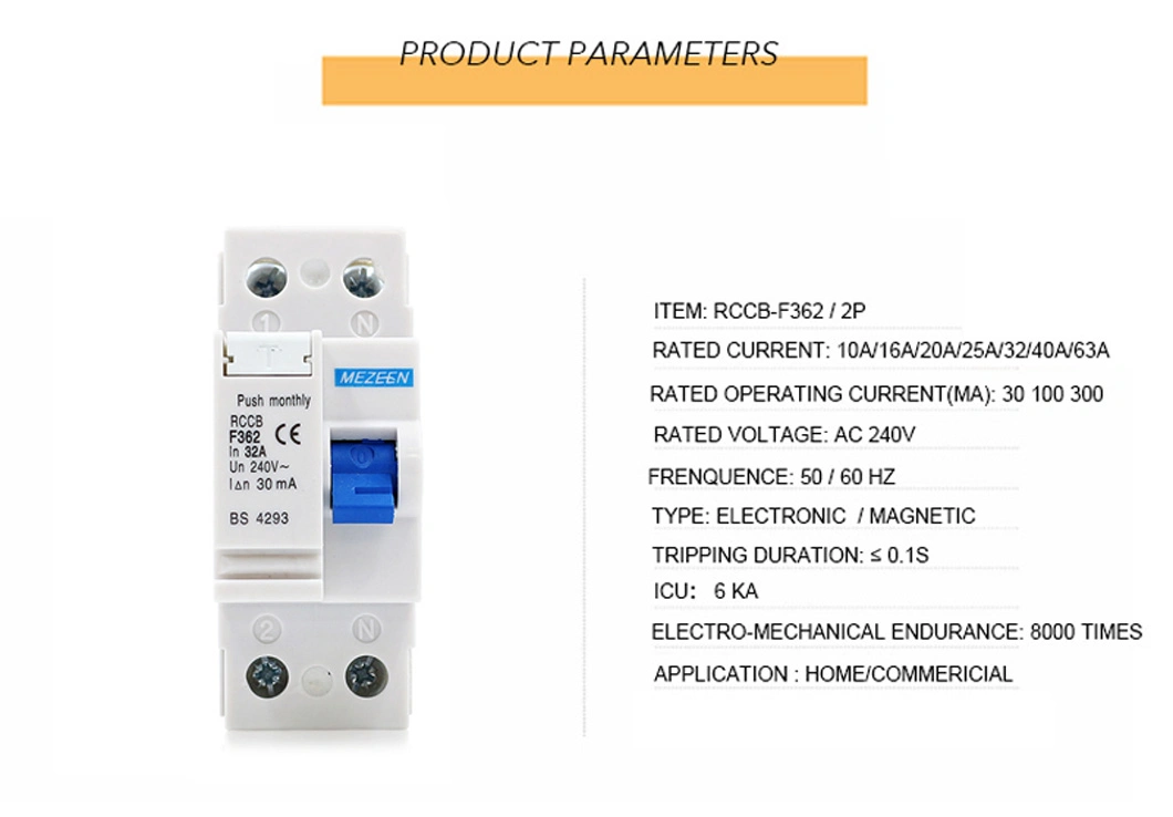 Factory Price Electronic Type or Magnetic Type 30 100 300mA 2 Phase RCCB Circuit Breaker