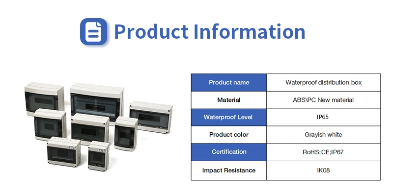 Ht 2/5/8/12/15/18/24way Outdoor Waterproof IP65 PC Plastic Electrical Junction Box MCB Switch Panel Mounted Distribution Box