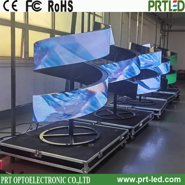 Indoor HD Curved LED Display Shaped Video Wall Soft Advertising Screen Promotion Billboard Full Color LED Display Board (Module P1.25, P1.5, P1.875, P2, P3, P4)