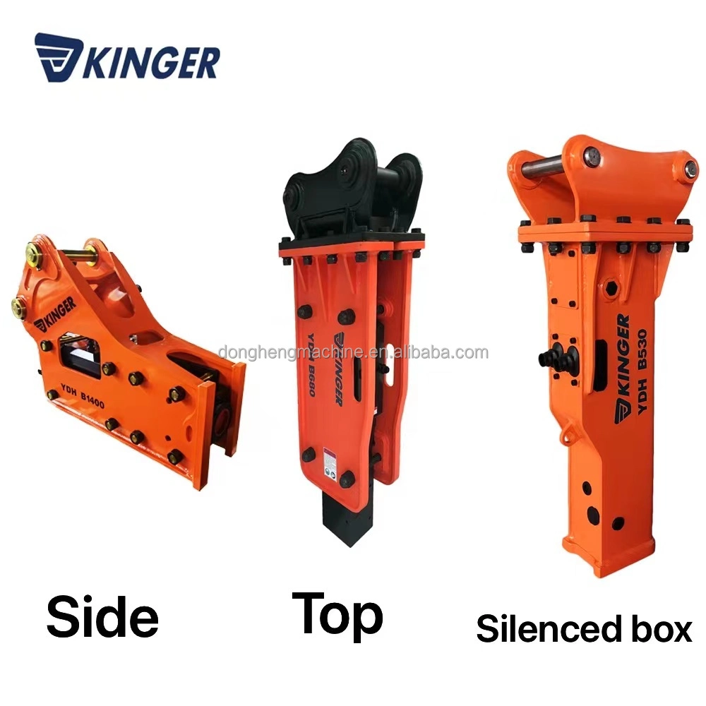 Kinger Hot Sale Mini Excavator Impact Hammer Safety Hydraulic Breaker with 42CrMo Chisel for Best Construction Machinery