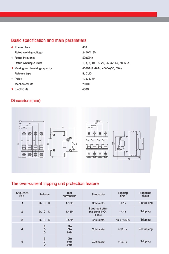 Miniature Circuit Breaker Motor Breaker Knb1-63