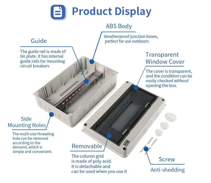 Ht Series IP65 8 Way Waterproof Outdoor Plastic Electrical Power MCB Distribution Board