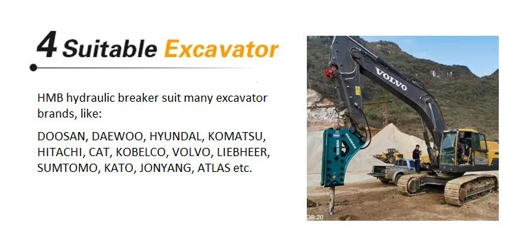 Mini Excavator Backhoe Demolition Jack Hammer Side Top Silent Box Type Stone Concrete Impact Road Vibro Rock Hydraulic Breaker