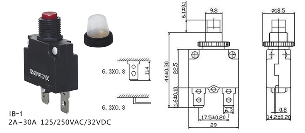 Mini Miniature Thermal Overload Protector 5A 8A 10A 12A 15A 18A Current Protector Switch Electrical DC Circuit Breaker