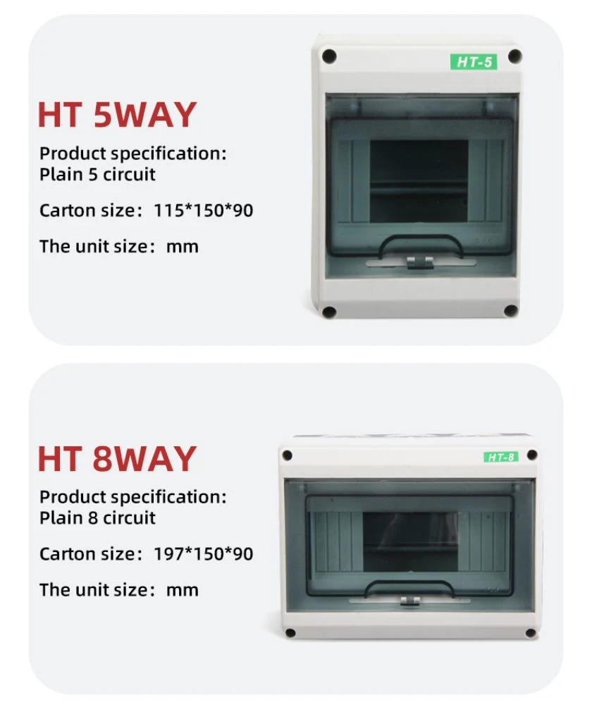 Geya Ht AC DC Wall Surface Mounted IP65 5-24 Way Electrical Circuit Breaker Light Power Distribution Box Customized