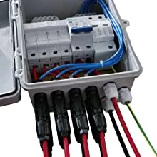 PV Combiner Box, 4 String, with 15A Rated Current Fuse, Breaker, 2.8kv Surge/Lightning Protector