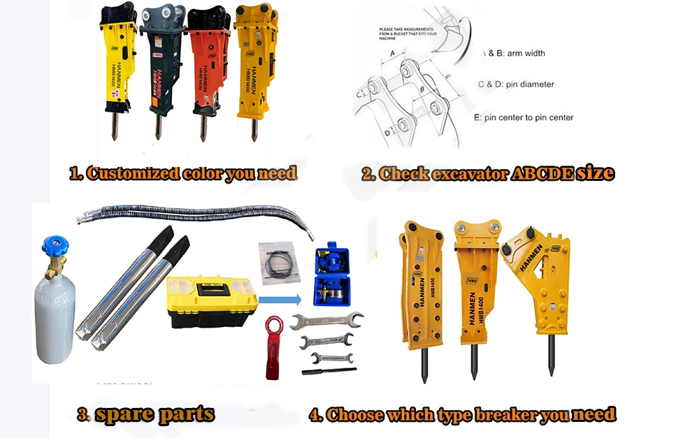 18 Month Warranty OEM Excavator 6ton 75mm Chisel Sb43 Martillo Hidraulico Hammer Manufacturer Rock Hydraulic Breaker for Road Construction