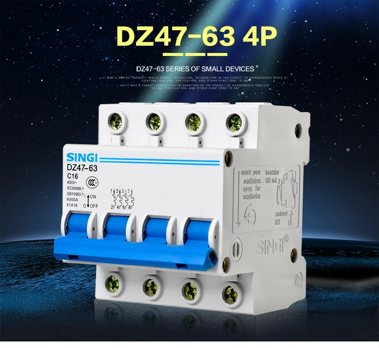 Singi Dz47-63 Performance Heat Resistant University MCB Circuit Breaker