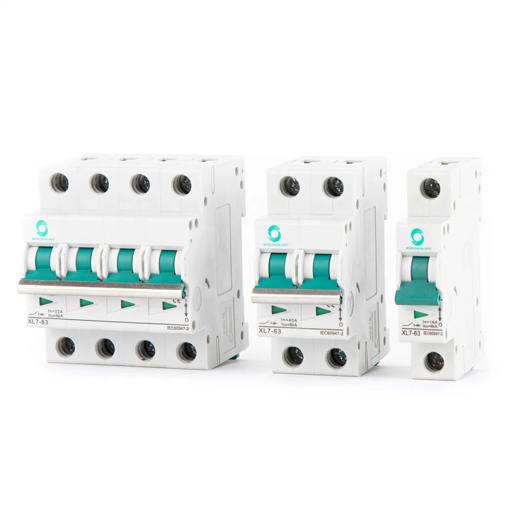 XL7-63 DC MCB 63A 250V 6ka Single Phase Miniature Circuit Breaker MCB for Solar PV System Breaker Circuit