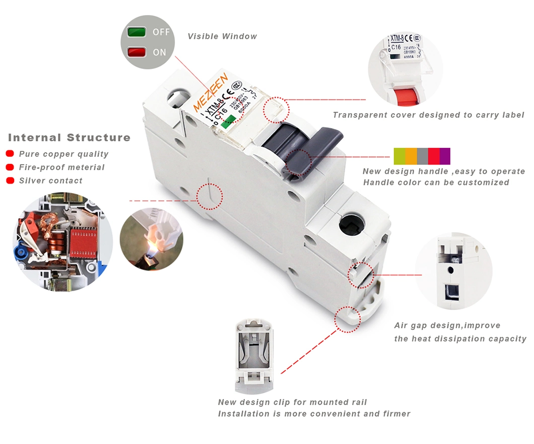 Single Phase Miniature Circuit Breaker 1p/2p/3p/4p MCB with CE Certification