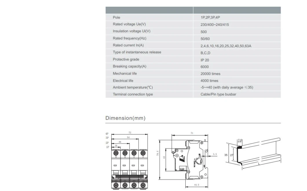 People Rdb5-63 Series Electrical Type Conventional Circuit Breaker MCB Mini/Miniature Circuit Breaker