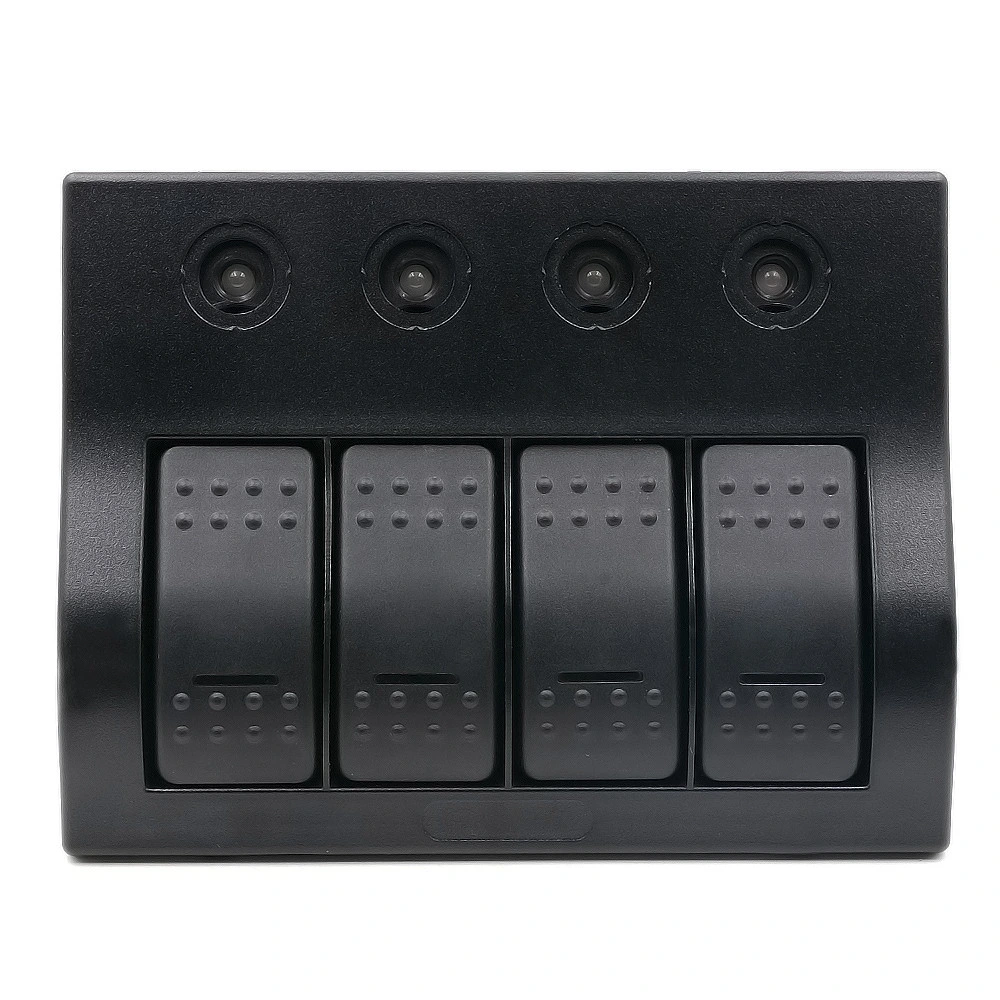 4pin Rocker Switch Panel 4 Gang LED Light Indicator Breaker DC 12V Switch Panel on/ off Waterproof for Car Boat Marine Bus