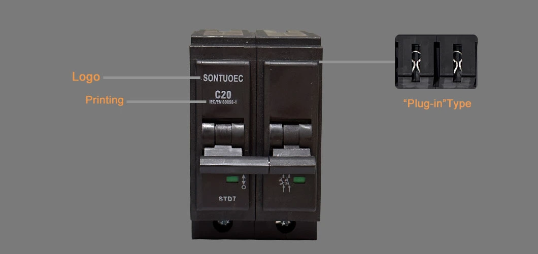 Sontuoec Plug in Type Circuit Breaker Black Color MCB and RCBO 10ka/5ka