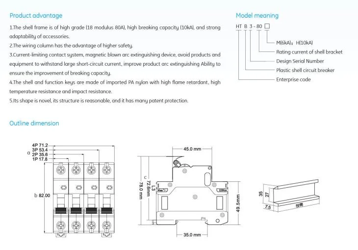 Overload Protector Mini Circuit Breaker ODM OEM 32A 40A 63A 4.5ka RCCB RCBO MCB