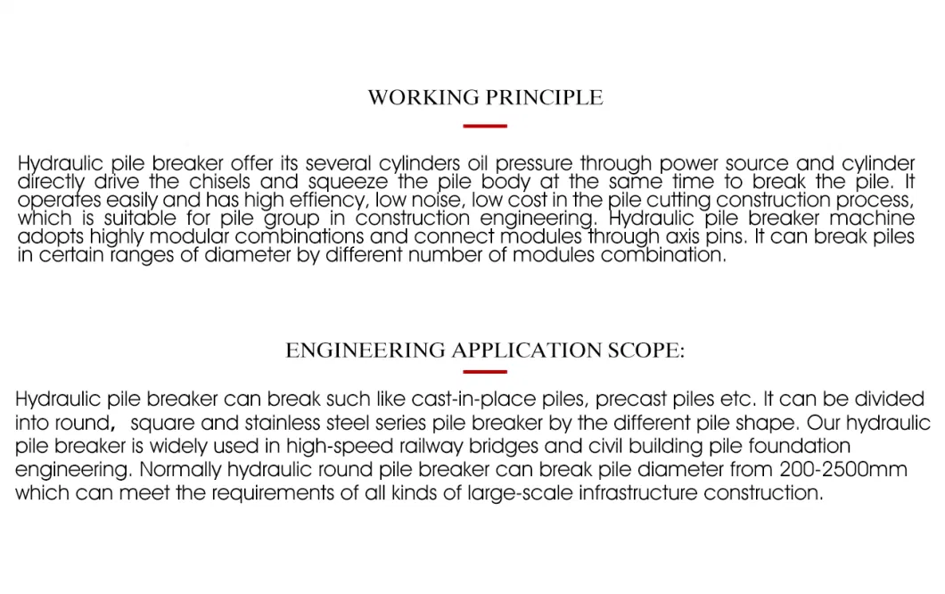 Customized Safety Hydraulic Concrete Pile Header Breaker for Sale