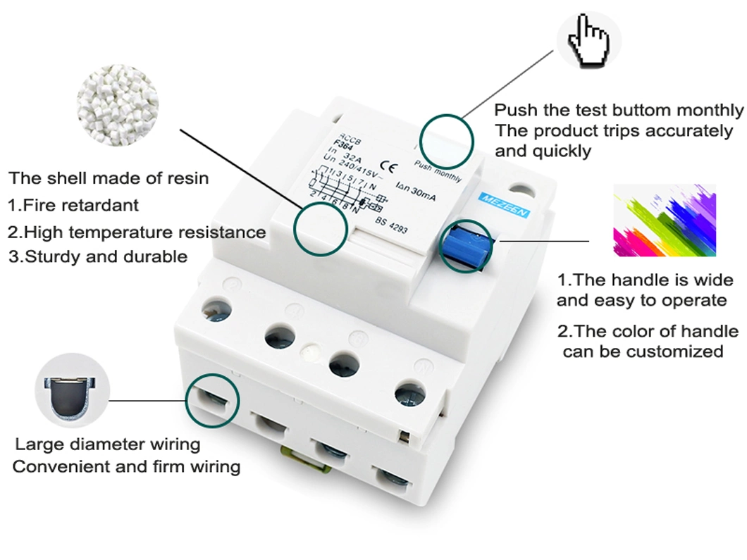 Type a B RCCB 4p 6-63A Main Circuit Breaker Switch