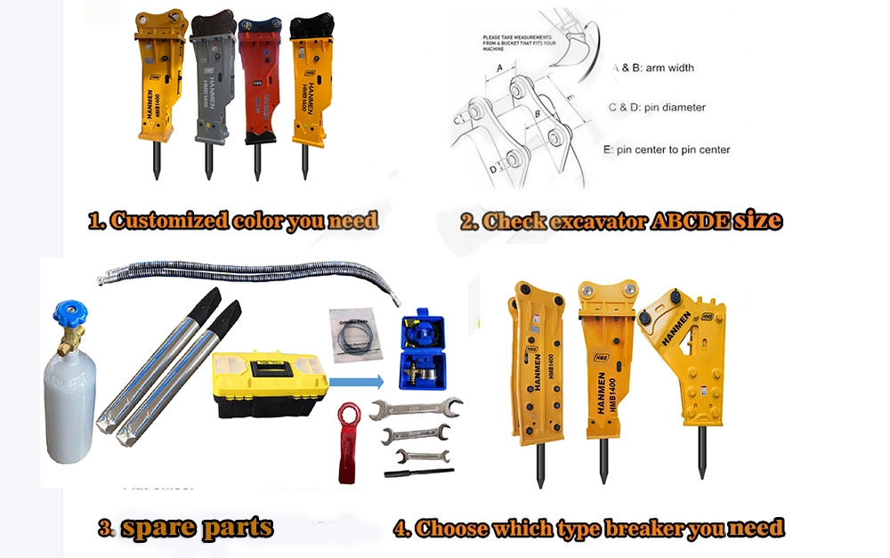 Long Service Life Durable Hydraulic Hammer Breaker Box Type with 135mm Diameter for 20 Ton Excavator