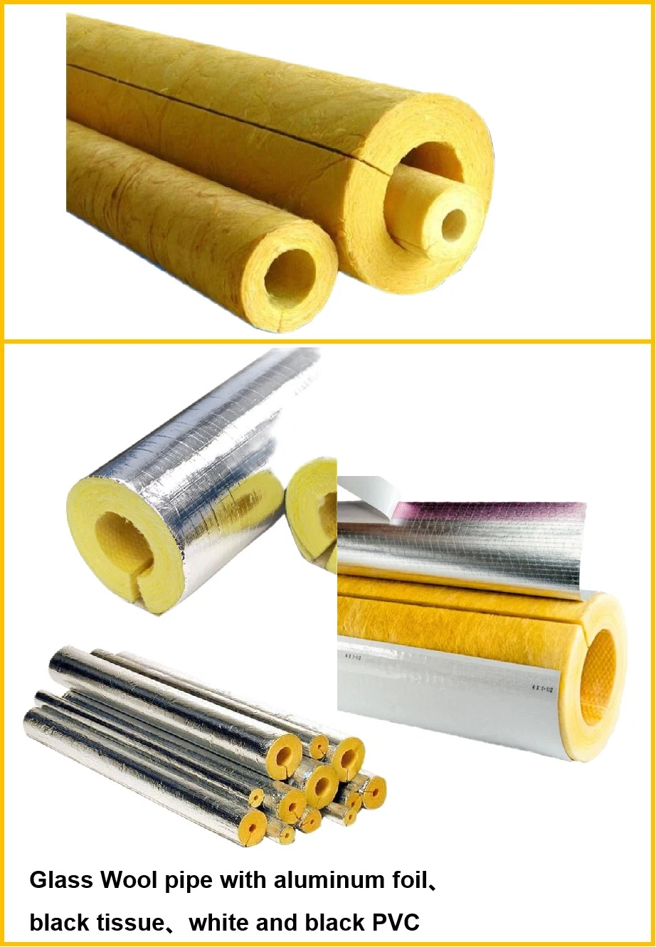 1000mm Fiberglass Tube Fireproof Heat Insulation Glass Wool Pipe Material