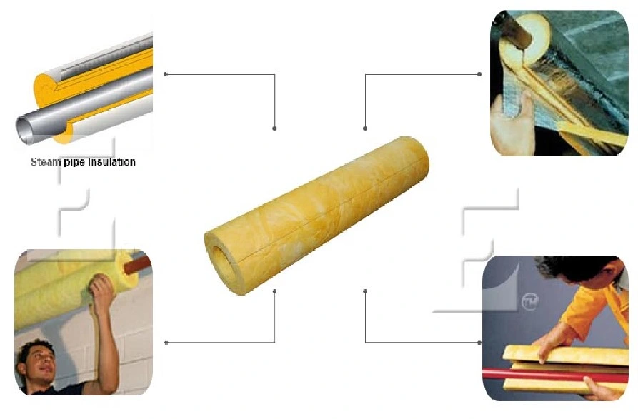 1000mm Fiberglass Tube Fireproof Heat Insulation Glass Wool Pipe Material