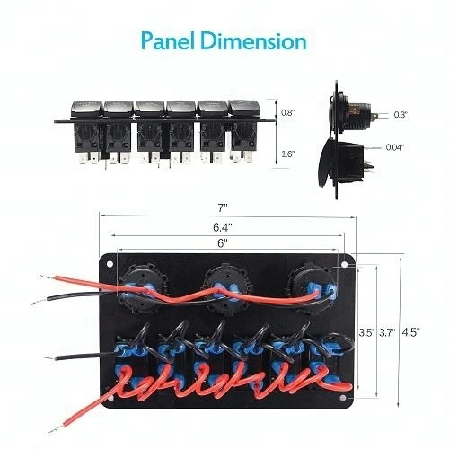 8 Switch Panel with 12V Illuminated Toggle Switch Panel with Breakers