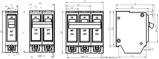 Home Type 15A-75A AC120/240V Mini Circuit Breaker Price Overload Protection MCB