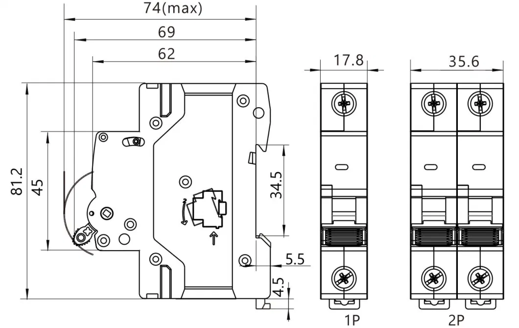 Geya DC MCB Circuit Breaker 1p 2p 3p 4p Mini Miniature 16A 25AMP 63A for Solar PV System 4.5ka DC1000V DC500V DC750V