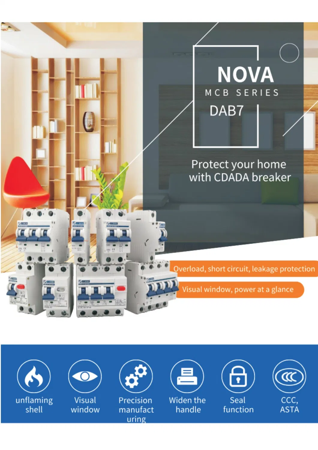 DAB7 32A Home Circuit Breaker with Asta CB CE Certification