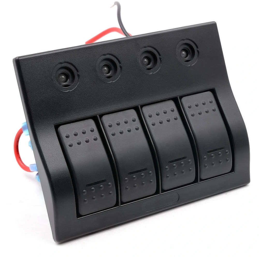 Marine Boat RV 4 Gang Waterproof Rocker Switch Panel with LED Indicator with Breakers